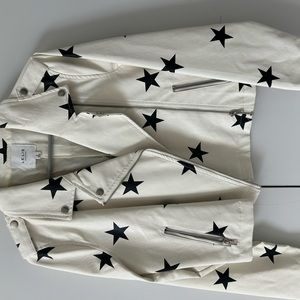 Lelis faux leather jacket- cream with black stars